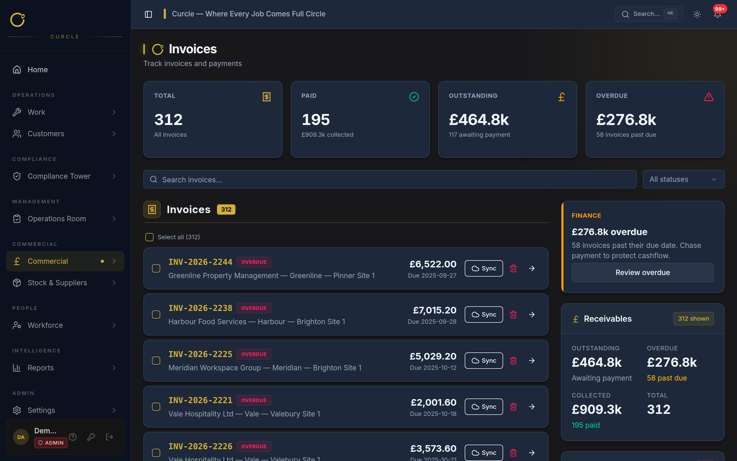 Invoicing & Cash Collection screenshot