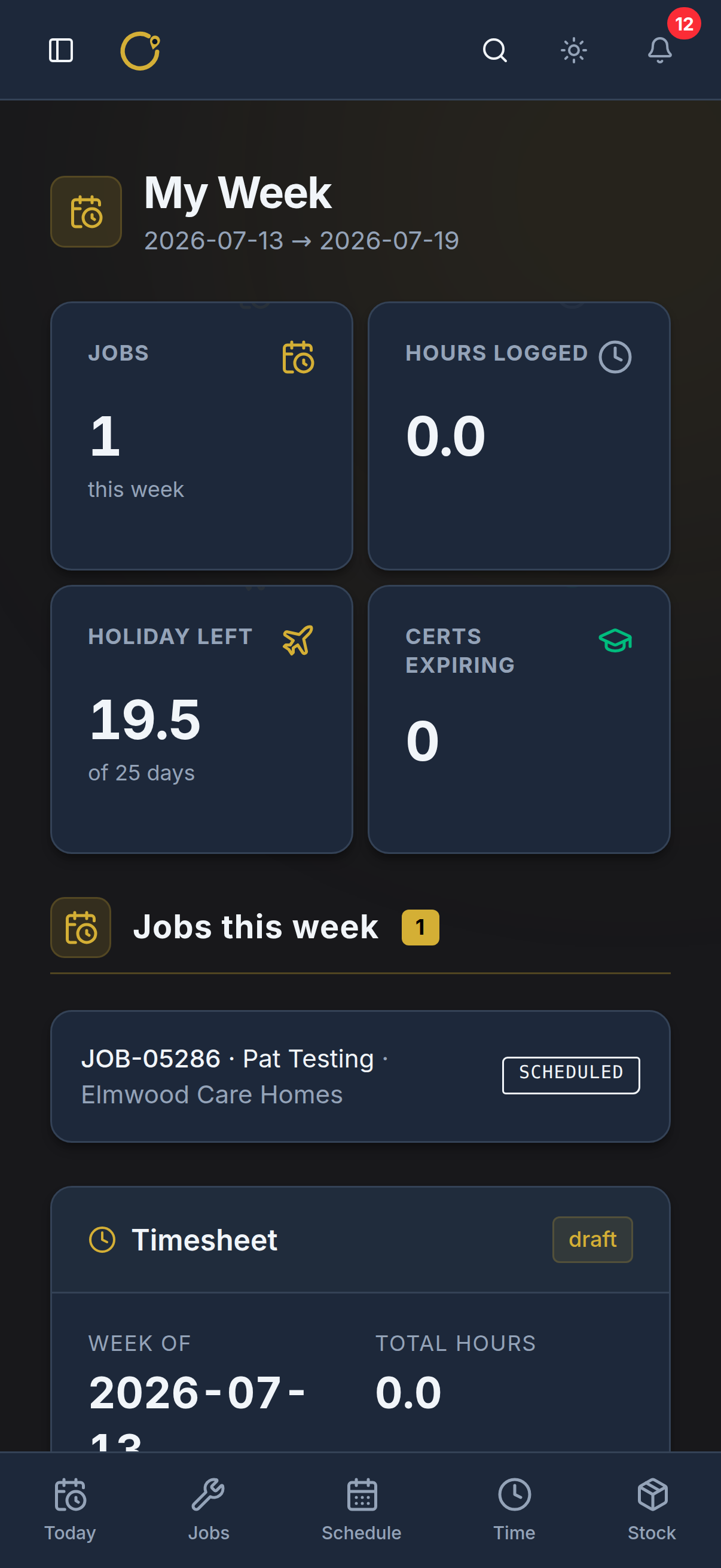 Curcle engineer app — My Week
