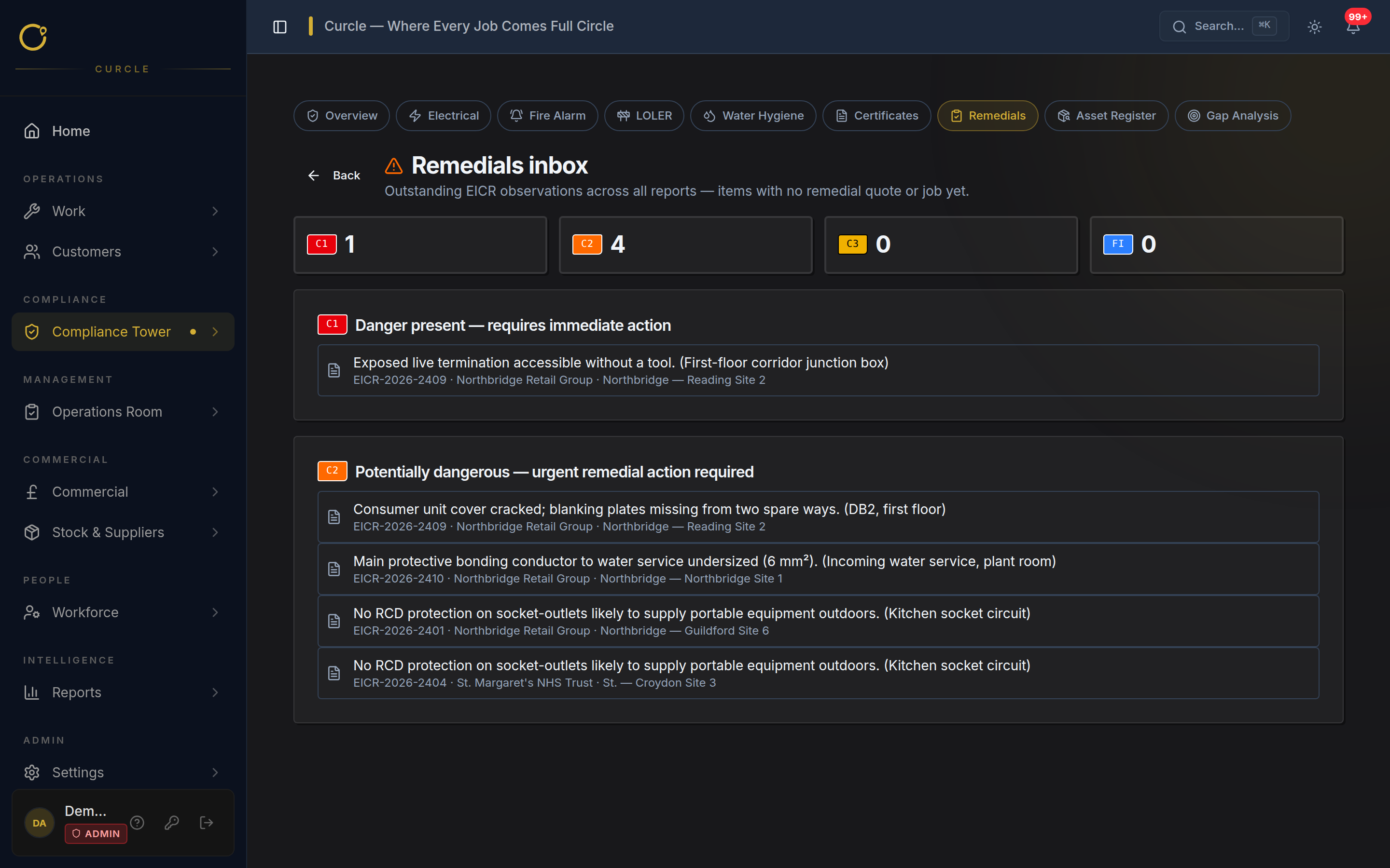Remedials & Defects screenshot